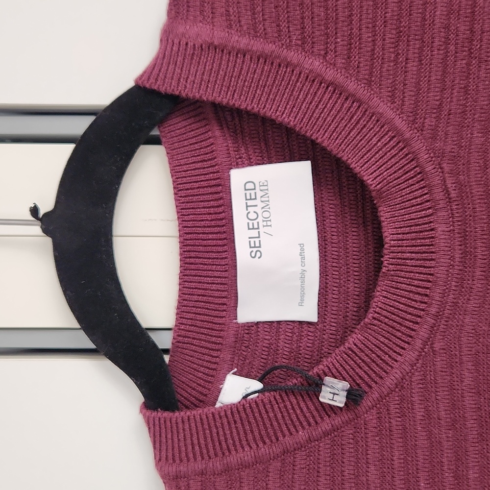 Selected Homme Men “Masei” Knit Crew Neck in Maroon Burgundy color size L - Picture 9 of 17